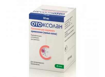 Отоксолан Капли Ушные Для Собак При Отитах Бактериальной и Грибковой Этиологии 10мл KRKA 