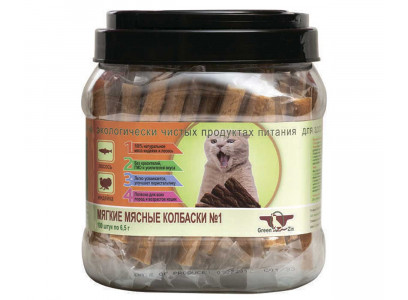 Лакомство Для Кошек Green Qzin (Грин Кьюзин) Подвижность №1 Колбаски Лосось и Индейка 650г