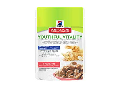 Hills (Хиллс) Youthful Vitality Senior Влажный Корм Для Кошек Старше 7 Лет Лосось 85г 
