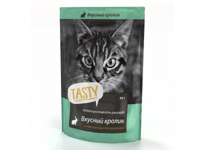 Влажный Корм Tasty (Тэсти) Для Кошек Кролик в Желе 85г (1*25) 