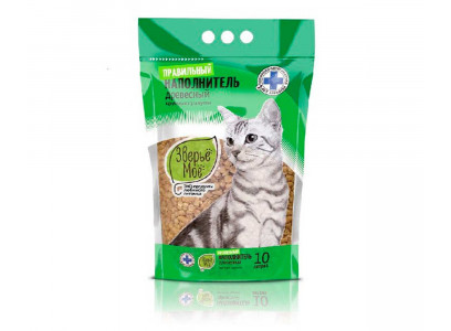 Наполнитель Для Кошачьего Туалета Зверье Мое Крупные Гранулы Древесный 10л (1*3)
