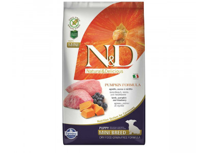 Сухой Корм Farmina (Фармина) Для Щенков Мелких Пород Ягненок, Тыква и Голубика Беззерновой Natural & Delicious Grain Free Puppy MINI Lamb, Pumpkin & Blueberry 2,5кг