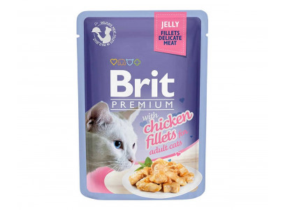 Влажный Корм Brit (Брит) Для Кошек Курица в Желе Premium Adult Cats Chicken Fillets Jelly 85г 