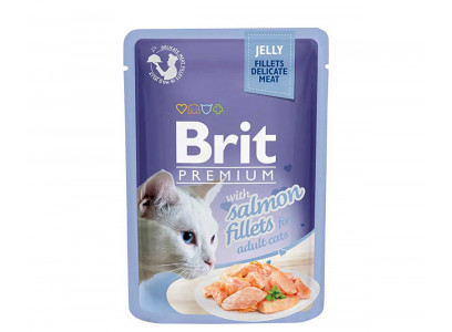 Влажный Корм Brit (Брит) Для Кошек Лосось в Желе Premium Adult Cats Salmon Fillets Jelly 85г