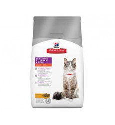 Hills (Хиллс) Science Plan Adult Sensitive Stomach & Skin Сухой Корм Для Кошек Для Пищеварения и Кожи Курица 5кг