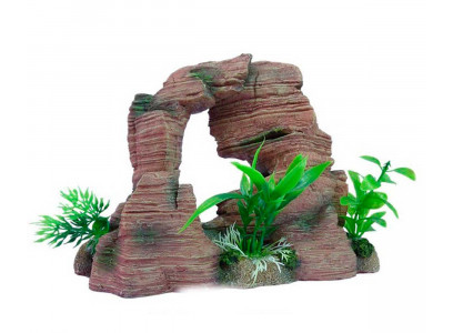 Аквадекор Для Аквариума Marlin (Марлин) Скалы Розовые с Растениями 24*11*16,5см Пластик Mr-010