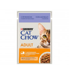 Влажный Корм Cat Chow (Кэт Чау) Для Кошек Ягненок и Зеленая Фасоль в Желе Adult 85г (1*24)