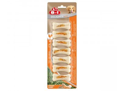 Лакомство Для Собак Мелких Пород Delights (Делайтс) Strong XS Косточки Курица 8in1 7,5см 7шт 