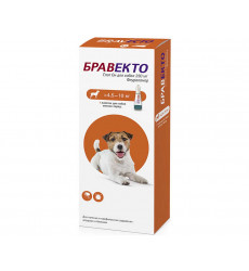 Капли На Холку Для Собак Мелких Пород От Блох и Клещей Бравекто Спот Он 250мг 4,5-10кг