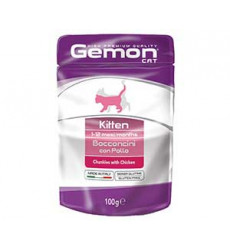 Влажный Корм Gemon (Джимон) Для Котят Курица Кусочки Bocconcini Cat Pouch 100г