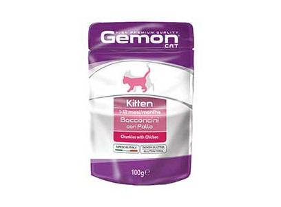 Влажный Корм Gemon (Джимон) Для Котят Курица Кусочки Bocconcini Cat Pouch 100г