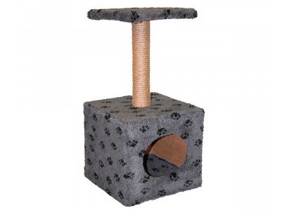 Домик Когтеточка Для Кошек 34*34*72см Куб Малый Мех Рисунок с Полкой Zooexpress 81114