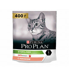 Сухой Корм Pro Plan (ПроПлан) Для Стерилизованных Кошек и Кастрированных Котов Для Поддержания Органов Чувств Лосось Sterilised OPTIsenses 400г (1*8)