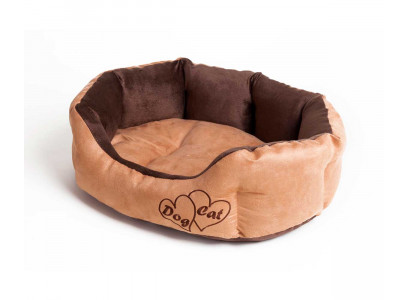 Лежак Для Коше и Собак Манчестер Сердца 61*48*17см Бежевый №2 М-342 Зоофортуна New