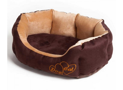 Лежак Для Собак и Кошек Манчестер Сердца 53*40*16см Коричневый №1 М-343 Зоофортуна New