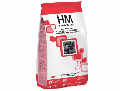 Сухой Корм Наша Марка (НМ) Для Собак Средних и Крупных Пород Активных и Рабочих Телятина 3кг 