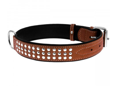 Ошейник Для Собак Средних и Крупных Пород Collar (Коллар) Soft 35мм*57-71см Металлические Украшения Коричневый Верх 7226