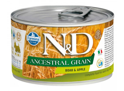Консервы Farmina (Фармина) Для Собак Мелких Пород Кабан и Яблоко Низкозерновой N&D Ancestral Grain Boar & Apple Mini 140г