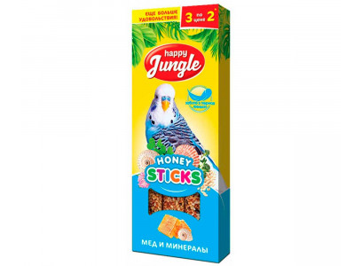 Happy Jungle (Хэппи Джангл) Мед и Минералы Палочки Для Птиц 90г 3шт J201