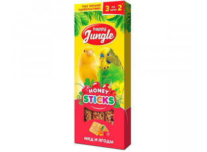 Happy Jungle (Хэппи Джангл) Мед и Ягоды Палочки Для Птиц 90г 3шт J202