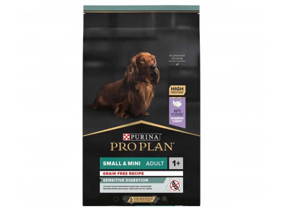 Сухой Корм ProPlan (ПроПлан) Для Собак Миниатюрных и Мелких Пород с Чувствительным Пищеварением Индейка Беззерновой Adult Dog Optidigest Grain-free Small & Mini 7кг 