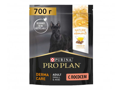 Сухой Корм Pro Plan (ПроПлан) Для Собак Миниатюрных и Мелких Пород с Чувствительной Кожей и Шерстью Лосось Nature Elements Adult Dog Small & Mini Derma Care 700г 