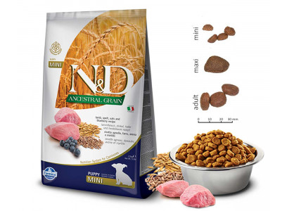 Сухой Корм Farmina (Фармина) Для Щенков Мелких Пород Ягненок и Черника Низкозерновой Natural & Delicious Low Grain Puppy MINI Lamb & Blueberry 7кг