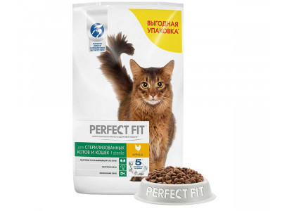 Сухой Корм Perfect Fit (Перфект Фит) Для Стерилизованных Кошек и Кастрированных Котов Курица 10кг 