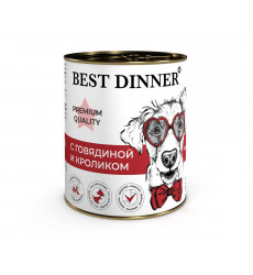 Консервы Best Dinner (Бест Диннер) Для Собак и Щенков Говядина и Кролик  Premium Меню №3  100г
