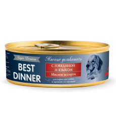 Консервы Для Собак Best Dinner (Бест Диннер) Super Premium Мясные Деликатесы Говядина и Язык 100г