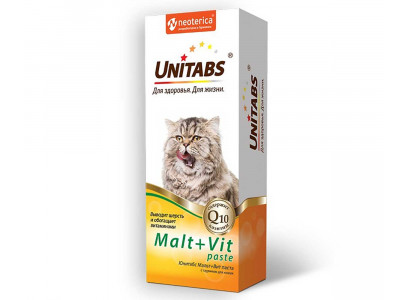 Unitabs (Юнитабс) Мальт-Вит Витаминная Паста Для Вывода Шерсти Для Кошек 120мл U309