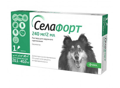 Селафорт Капли От Блох, Вшей и Власоедов Для Собак Весом От 20,1 До 40 кг - 1 Пипетка (240 мг/2 мл) 