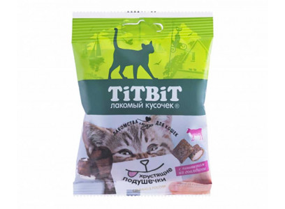 Лакомство Для Кошек TiTBiT (Титбит) Хрустящие Подушечки с Паштетом Из Говядины 30г 3915 
