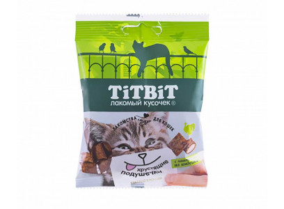 Лакомство Для Кошек TiTBiT (Титбит) Хрустящие Подушечки с Паштетом Из Индейки 30г 3878 