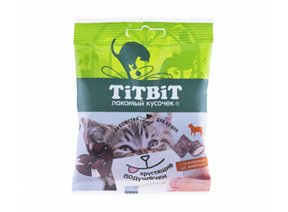 Лакомство Для Кошек TiTBiT (Титбит) Хрустящие Подушечки с Паштетом Из Ягненка 30г 3885 