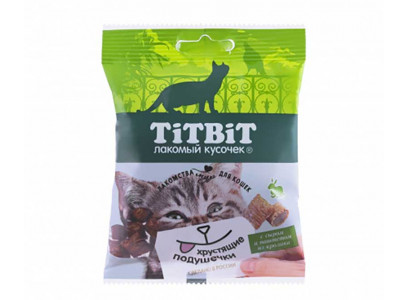 Лакомство Для Кошек TiTBiT (Титбит) Хрустящие Подушечки с Сыром и Паштетом Из Кролика 30г 3922 