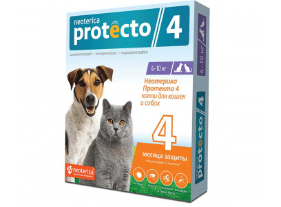 Protecto (Протекто) Капли Для Кошек и Собак 4-10кг От Блох Клещей и Комаров P302 Neoterica (Неотерика) 
