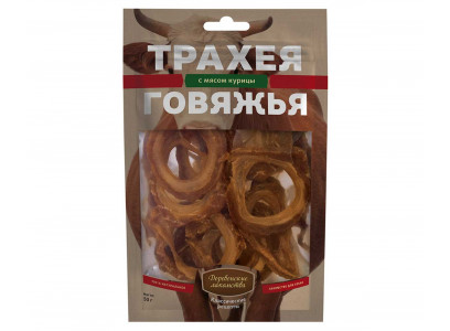 Лакомство Для Собак Деревенские Лакомства Трахея Говяжья с Мясом Курицы 50г 