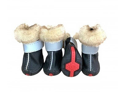 Угги Для Собак Миниатюрных Пород Pet Fashion (Пет Фешн) Опушка Lux 1 Мех Черный 