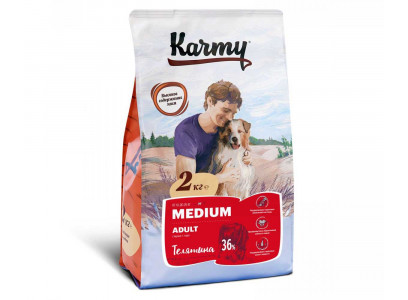 Сухой Корм Karmy (Карми) Для Собак Средних Пород Телятина Medium Adult Veal 2кг 