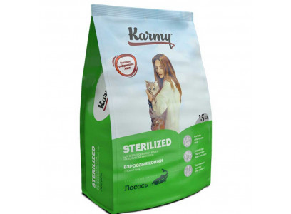 Сухой Корм Karmy (Карми) Для Стерилизованных Кошек Лосось Sterilized Salmon 1,5кг 
