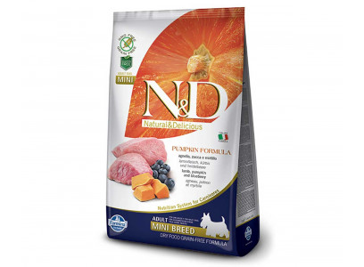 Сухой Корм Farmina (Фармина) Для Собак Мелких Пород Ягненок Тыква и Голубика Беззерновой ND Natural & Delicious Grain Free Adult Dog MINI Lamb, Pumpkin & Blueberry 2,5кг 033277 