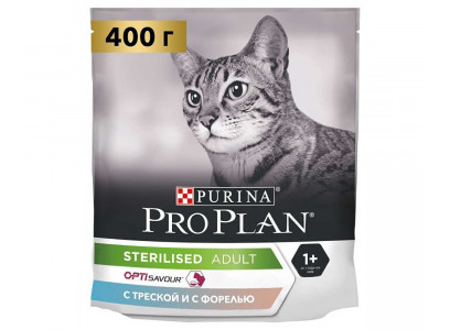 Сухой Корм Pro Plan (ПроПлан) Для Стерилизованных Кошек и Кастрированных Котов Треска и Форель Sterilised 400г 