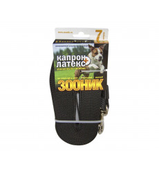Поводок Для Собак Зооник Капрон С Латексной Нитью 5м*25мм Черный Усиленный Карабин 11453
