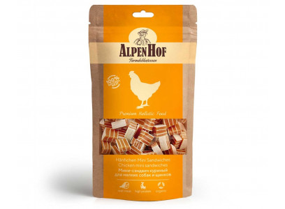 Лакомство Для Собак Мелких Пород и Щенков AlpenHof (АльпенХоф) Мини-Сэндвич Куринца 50г A524 