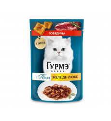 Влажный Корм Гурмэ Для Кошек Говядина Перл Желе Де-Люкс 75г (1*26)