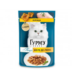 Влажный Корм Гурмэ Для Кошек Курица Перл Желе Де-Люкс 75г (1*26)