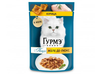 Влажный Корм Гурмэ Для Кошек Курица Перл Желе Де-Люкс 75г (1*26) 