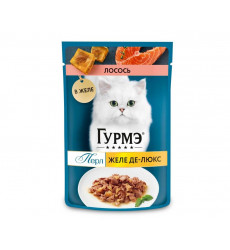Влажный Корм Гурмэ Для Кошек Лосось Перл Желе Де-Люкс 75г (1*26)