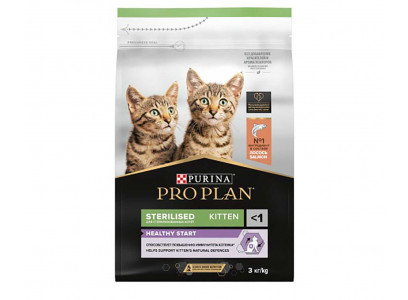 Сухой Корм Pro Plan (ПроПлан) Для Кастрированных и Стерилизованных Котят Лосось Sterilised Kitten 3кг (1*4) 